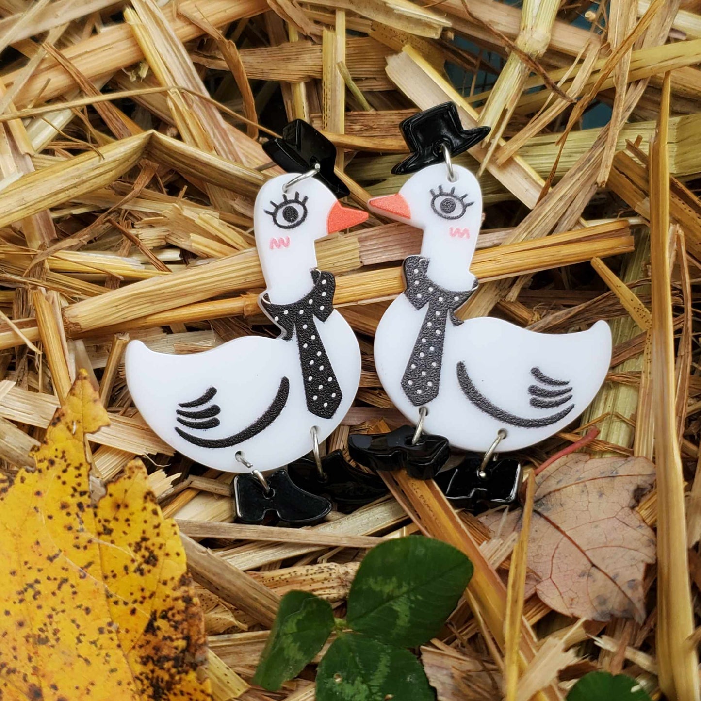 Ducks in Boots Dangle Earrings