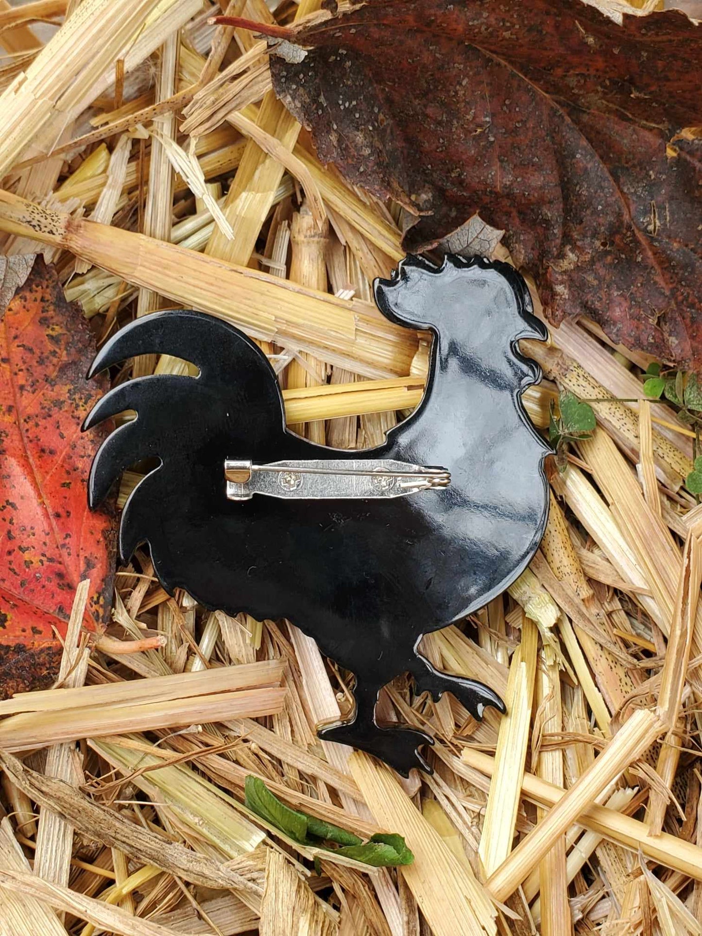 Large Resin Rooster Brooch