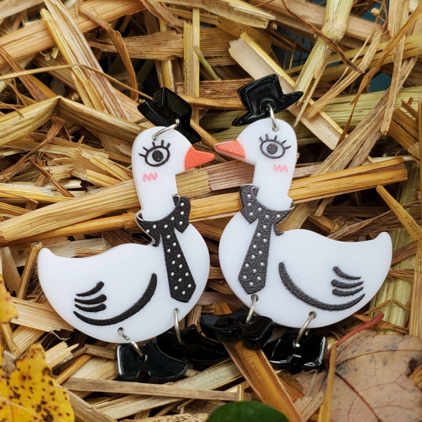 Ducks in Boots Dangle Earrings