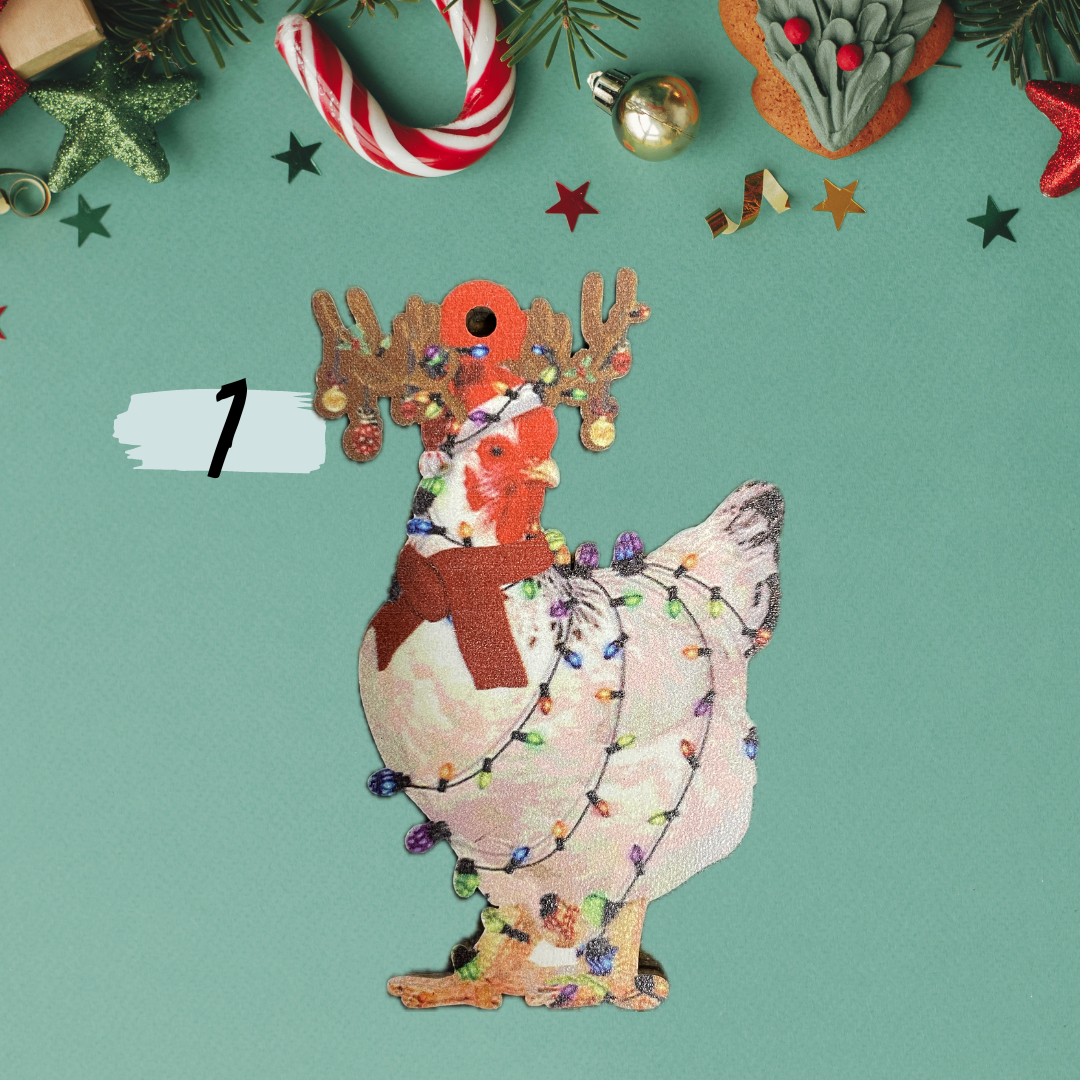 Wooden Chicken Tree Ornaments