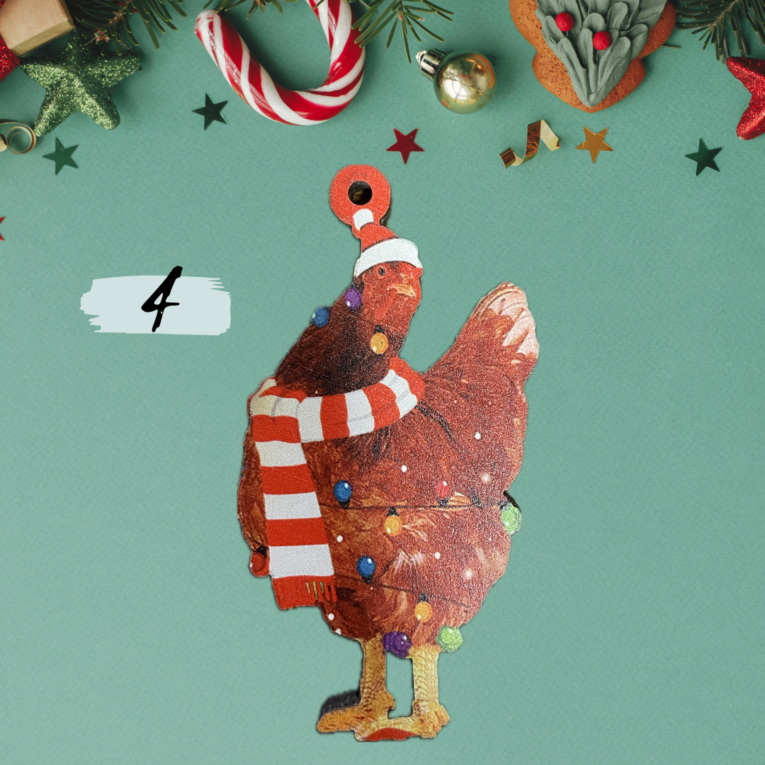 Wooden Chicken Tree Ornaments