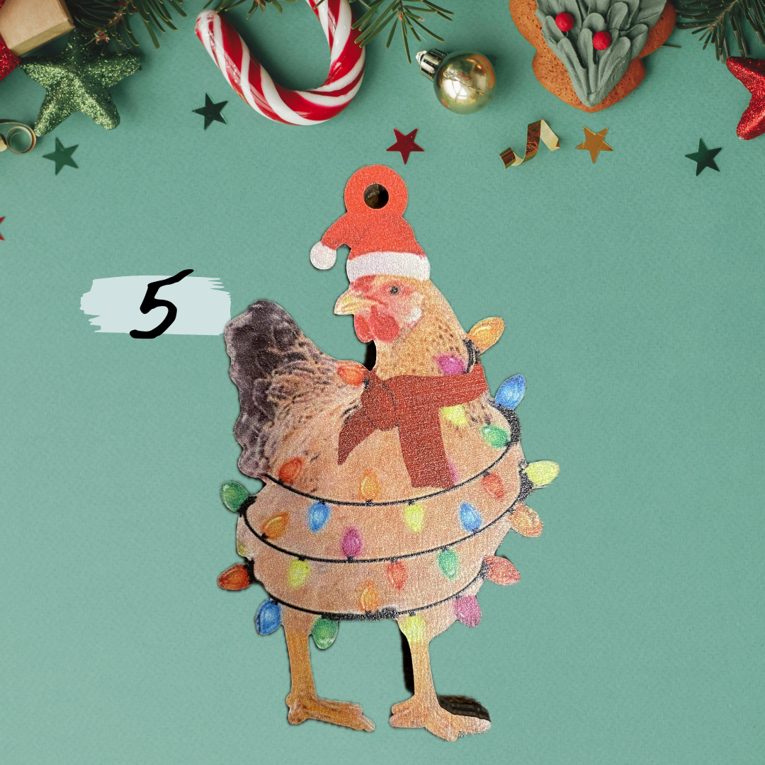 Wooden Chicken Tree Ornaments