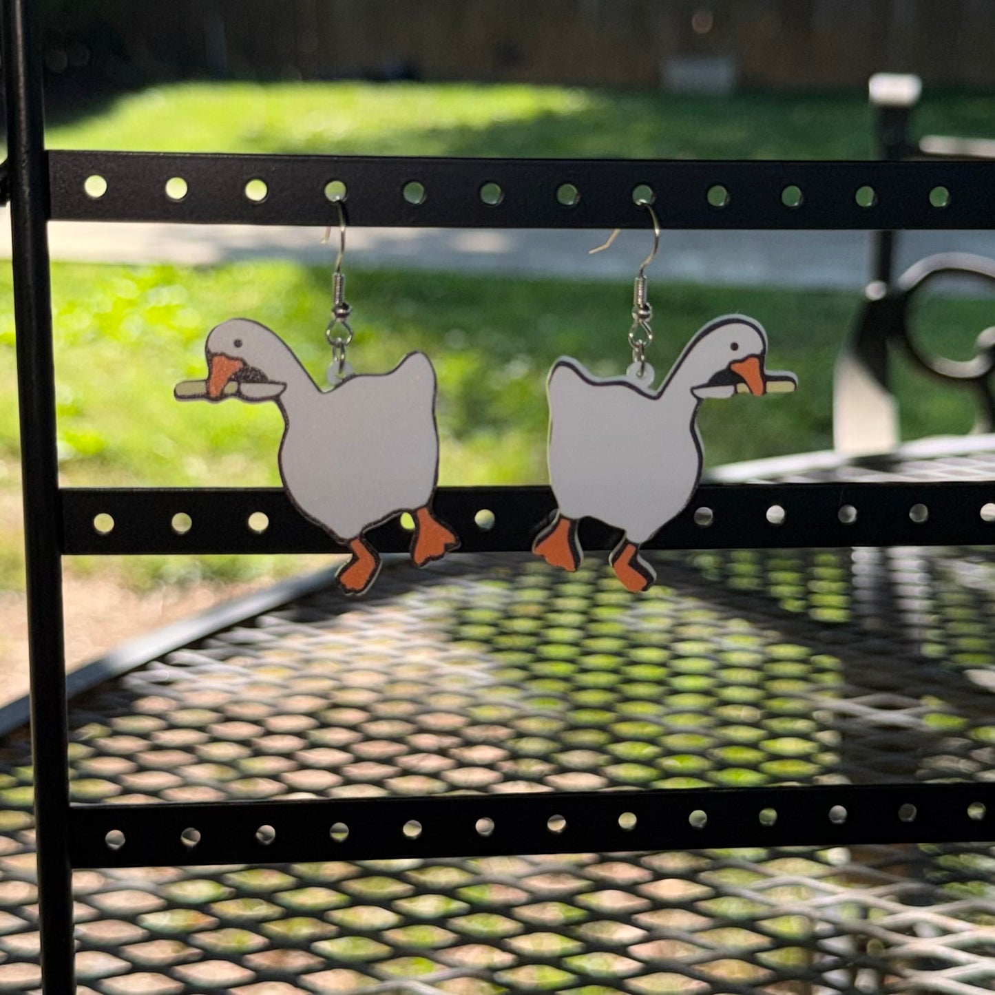 Goose with Knife Earrings