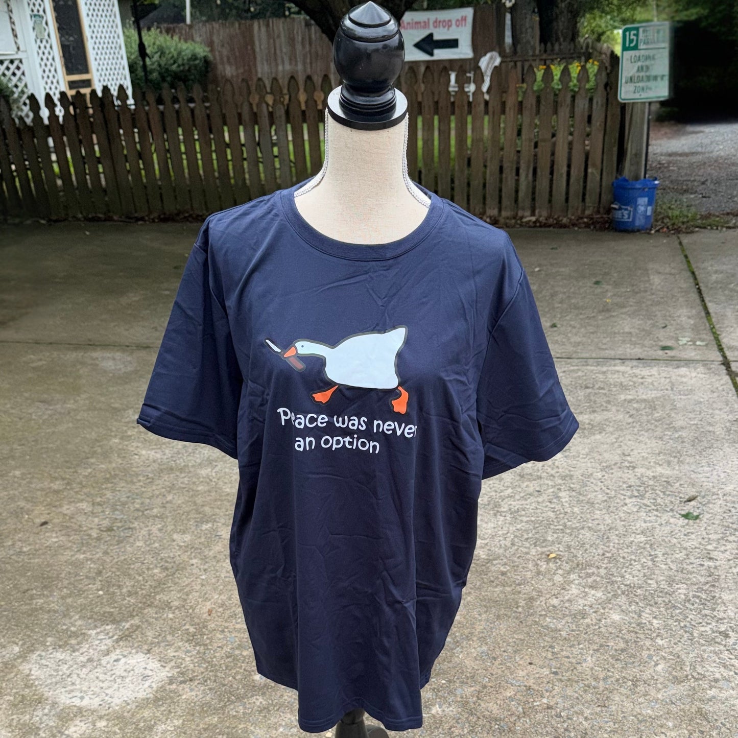 “Peace was Never an Option” T-Shirt (Navy Blue)