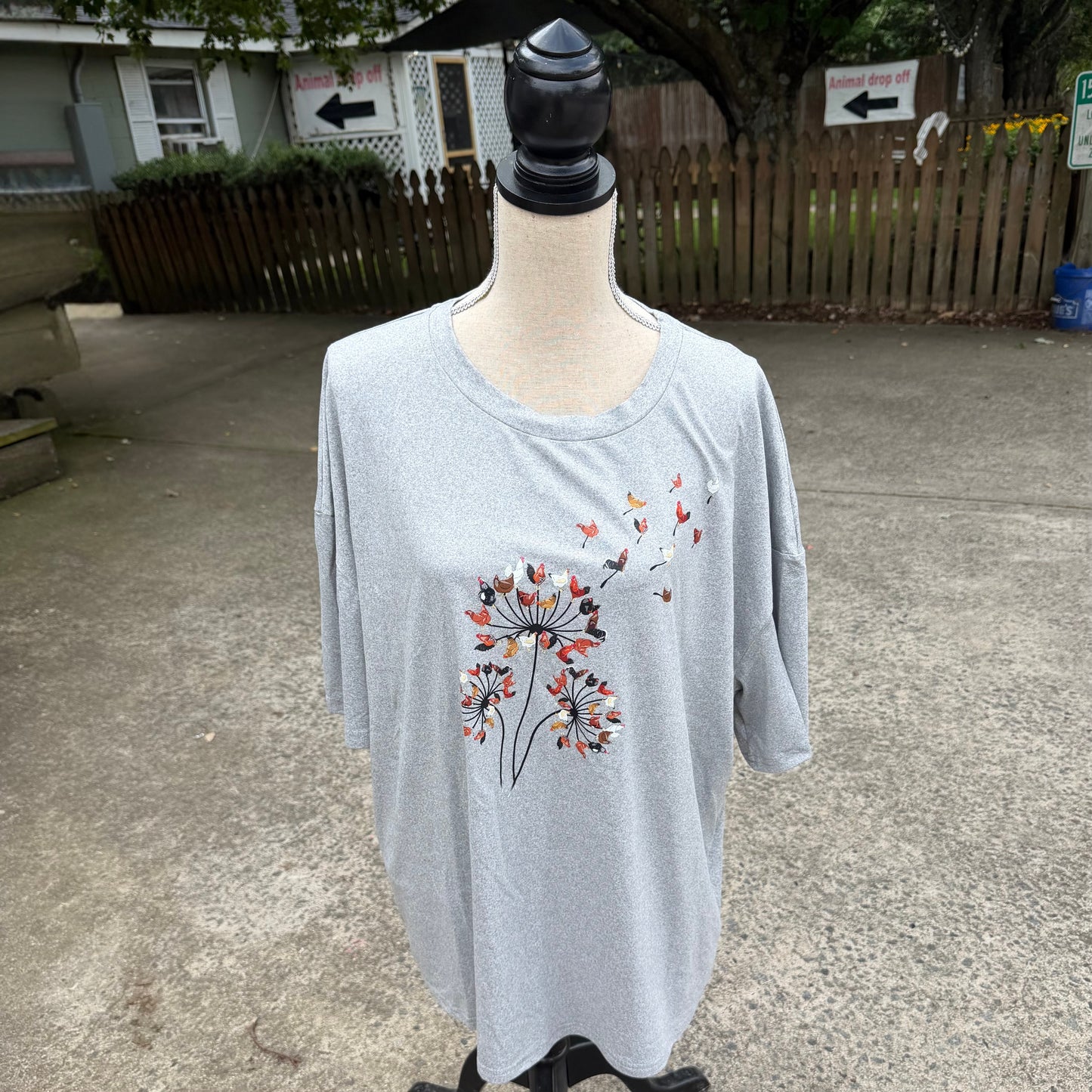 Chicken Dandelion T-Shirt (Gray)