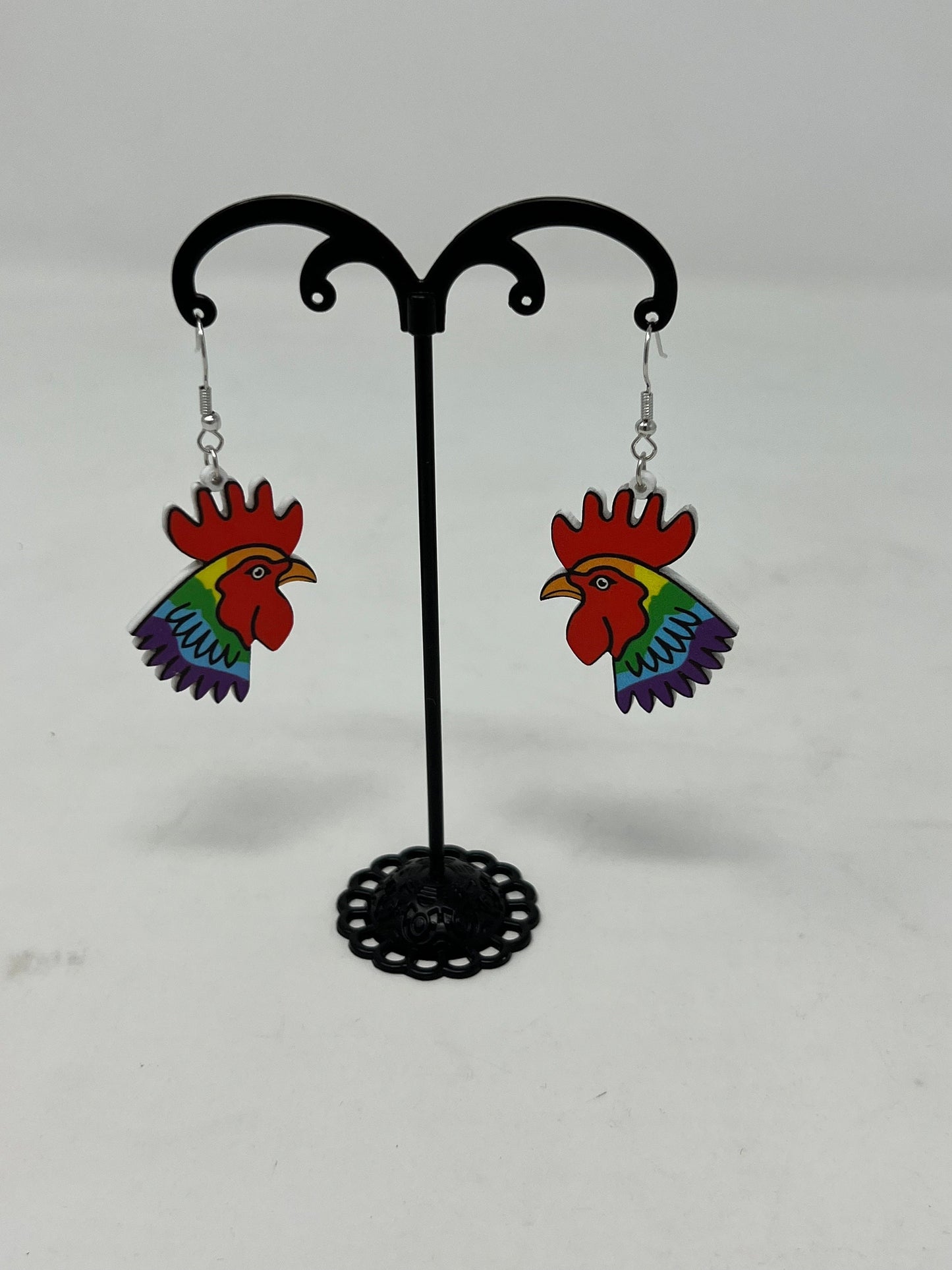 Cute Chicken Dangle Earrings - Roosters!