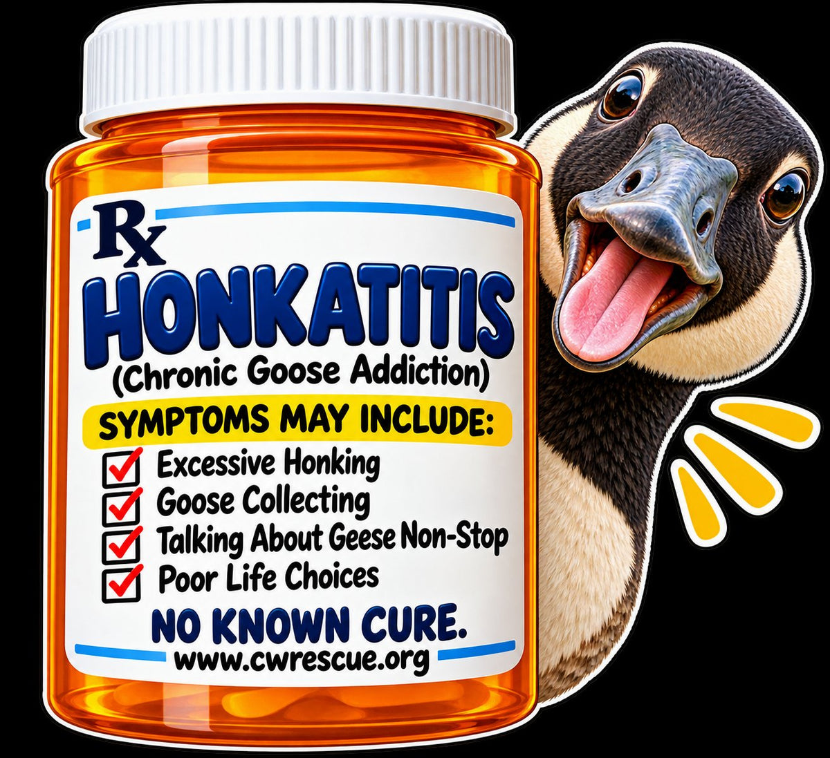 Honkatitis Rx bottle sticker