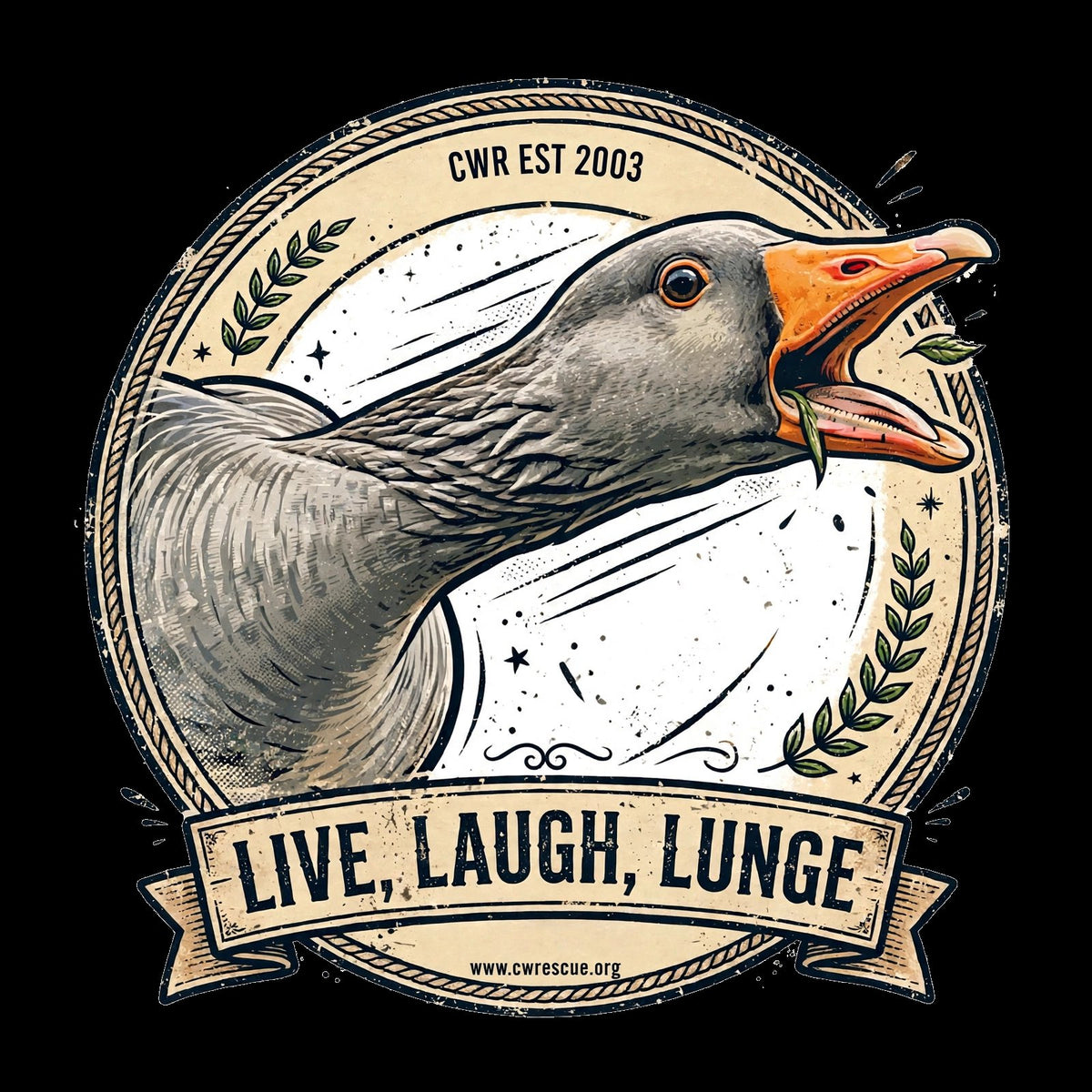 Live Laugh Lunge goose sticker