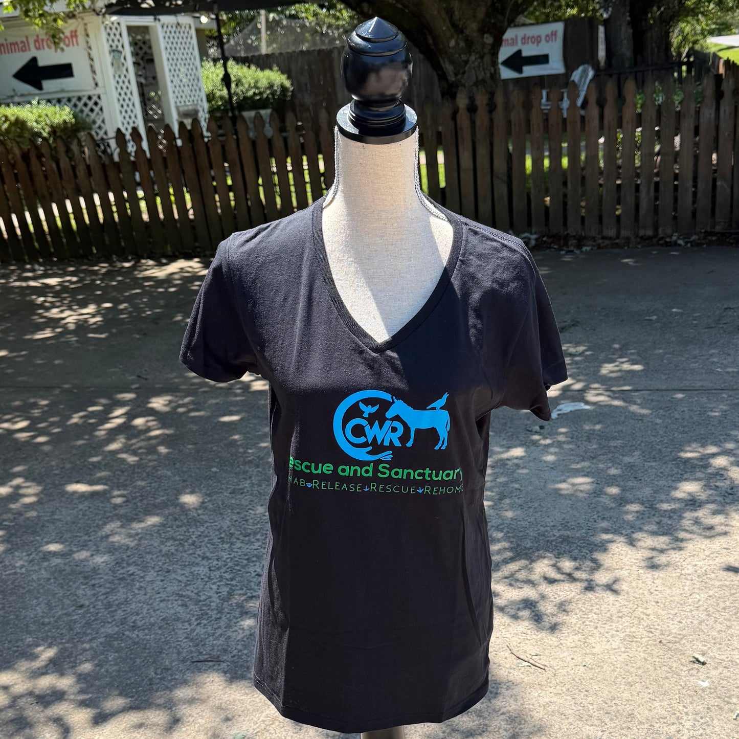 CWR Volunteer Ladies V-Neck T-Shirt (Black)