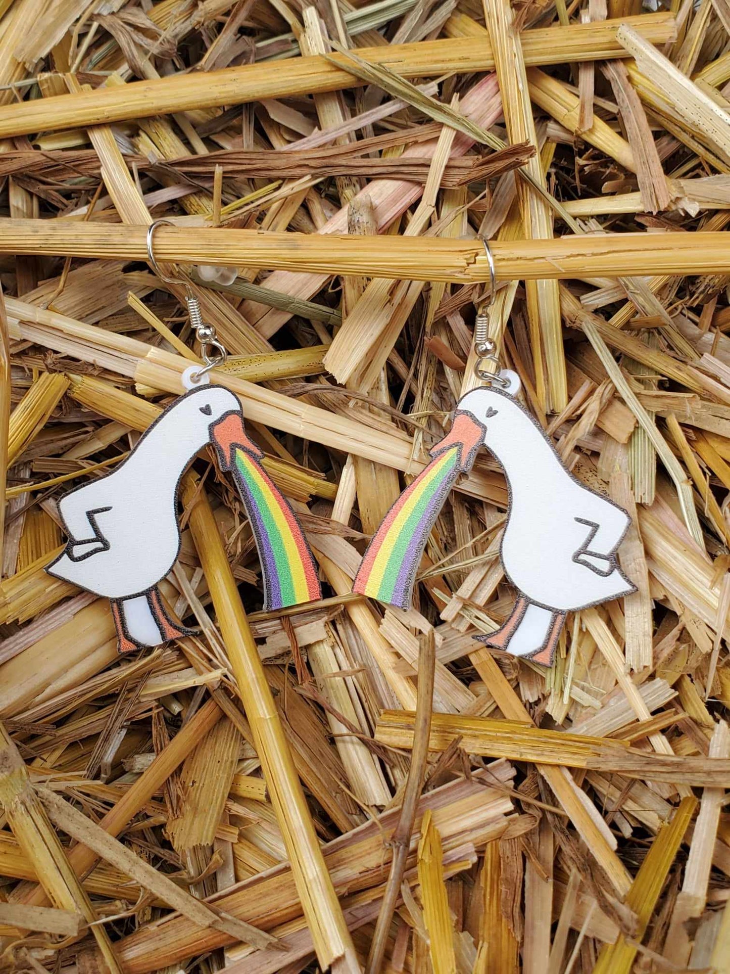 Fun Rainbow Goose Earrings