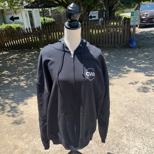 CWR Zip-Up Hoodie (Donkey Logo on Back, Black)