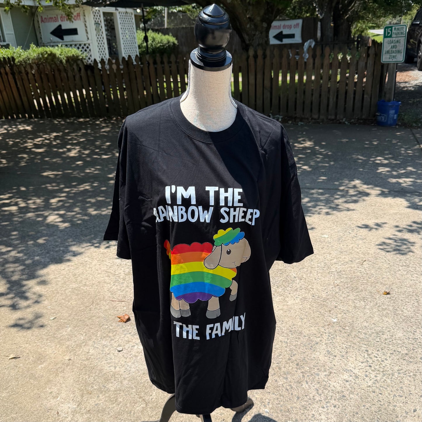 “I’m the Rainbow Sheep in the Family” T-Shirt (Black)
