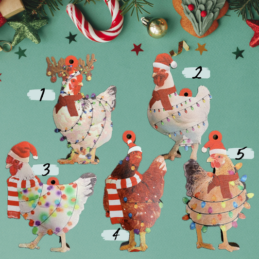 Wooden Chicken Tree Ornaments