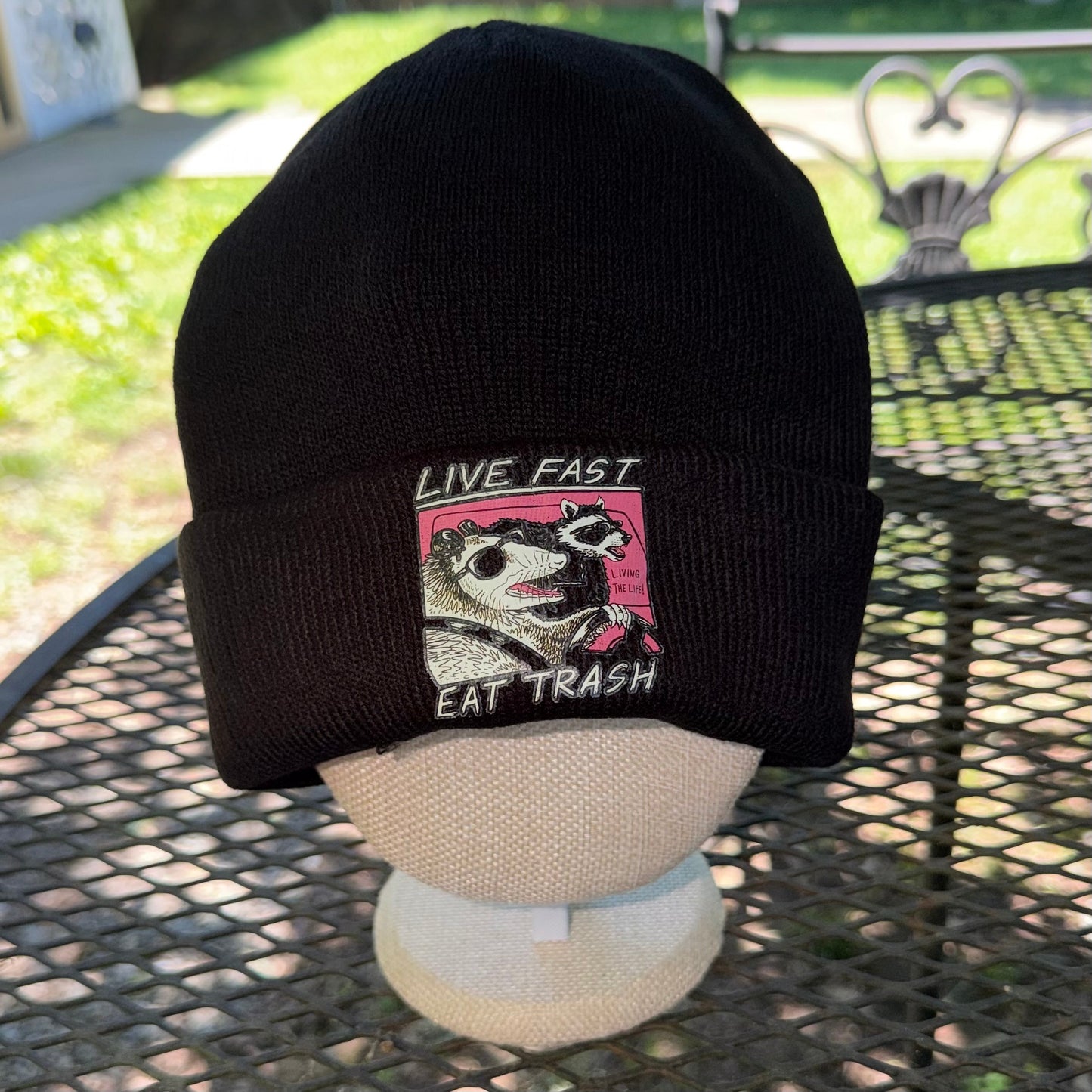 “Live Fast Eat Trash” Beanie