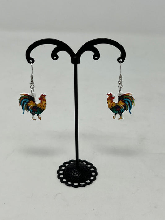 Cute Chicken Dangle Earrings - Roosters!